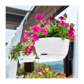 STEFANPLAST Piekaramais puķu pods Natural Ø30x14.5cm Balts