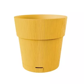 STEFANPLAST Ethica apaļš puķupods ar paplāti, 25 cm, sinepju dzeltenā krāsā