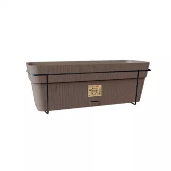 STEFANPLAST balkona komplekts ar automātisko laistīšanas sistēmu un metāla balstu 50x18x17cm Brūns