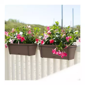 STEFANPLAST balkona komplekts ar automātisko laistīšanas sistēmu un metāla balstu 50x18x17cm Brūns