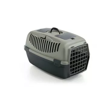 STEFANPLAST Gulliver 3 mājdzīvnieku pārvadāšanas būris ar plastmasas durvīm 61x40x38 cm pelēks/zaļš