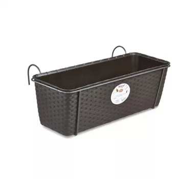 STEFANPLAST balkona puķu kaste ar metāla turētāju, brūna, 50x18x16 cm