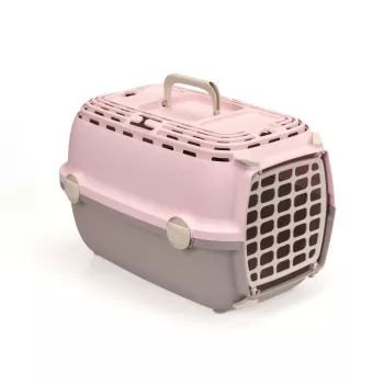 STEFANPLAST transporta būris Horizon 1 ar plastmasas durvīm 48x32x30cm rozā/pelēks