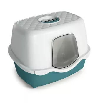 STEFANPLAST Tres Chic slēgta kaķu tualete ar aktīvās ogles filtru, balta/zaļa, 56x39x39 cm