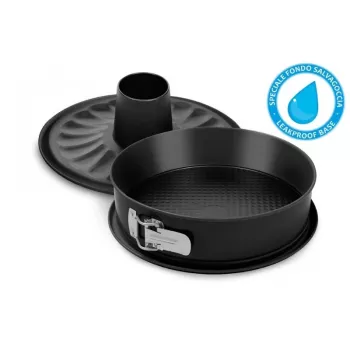 Guardini Gardenia atsperforma kūkas forma Ø 28 x 7,7 cm, Hi-Top tērauds, divslāņu nepiedegošs pārklājums, patentēta pretnoplūdes pamatne, melna