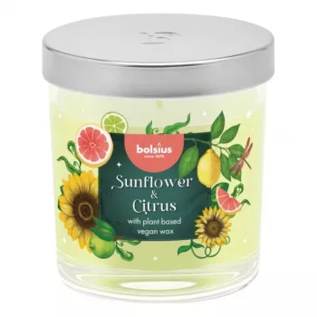 BOLSIUS Floral Fusion smaržvīraks stikla burkā, saulespuķe un citrusaugļi, Ø80x72mm