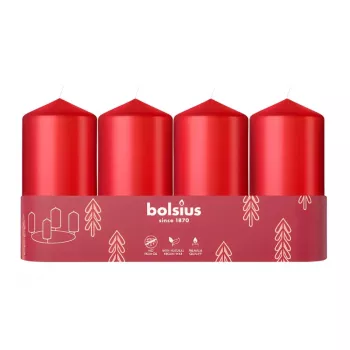 BOLSIUS svece cilindrs 4 gab. Ø100x48 mm sarkana