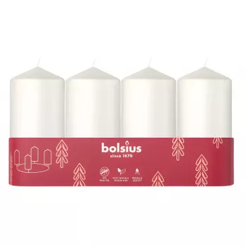 BOLSIUS svece cilindrs 4 gab. Ø100x48mm balta