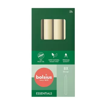 BOLSIUS galda sveces 8 gab. iepakojumā 170/20mm pērļu