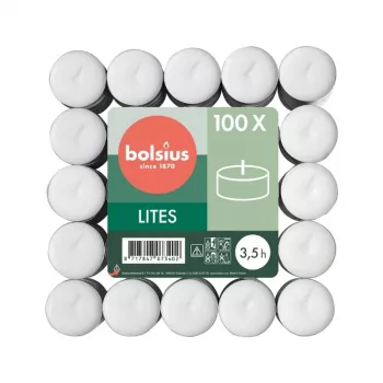 BOLSIUS tējas sveces 100 gab. baltas