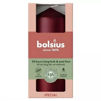 Bolsius svece cilindrs Ø120x58 mm, metāliski sarkana