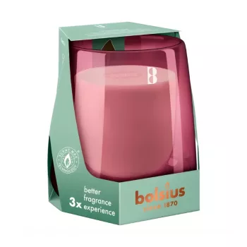 BOLSIUS Clean Light smaržīgā svece stikla traukā, ciprese un dzintars, Ø95x85 mm