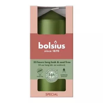 Bolsius svece cilindrs Ø120x58 mm, metāliski zaļa