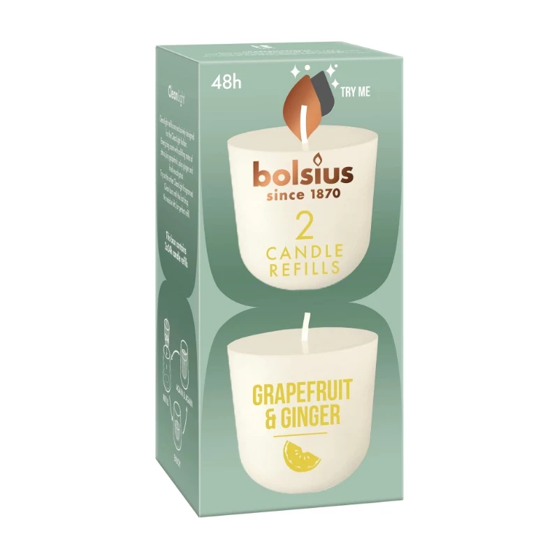 BOLSIUS Clean Light uzpildes sveces 2 gab. Vanilla & Tonka Bean