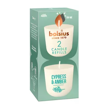 Bolsius CleanLight uzpildes sveces 2 gab. Cypress & Amber