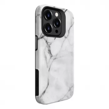 Evelatus Armor vāciņš Apple iPhone 15 Pro – TPU+PC hibrīds, marmora balts pielāgots dizains