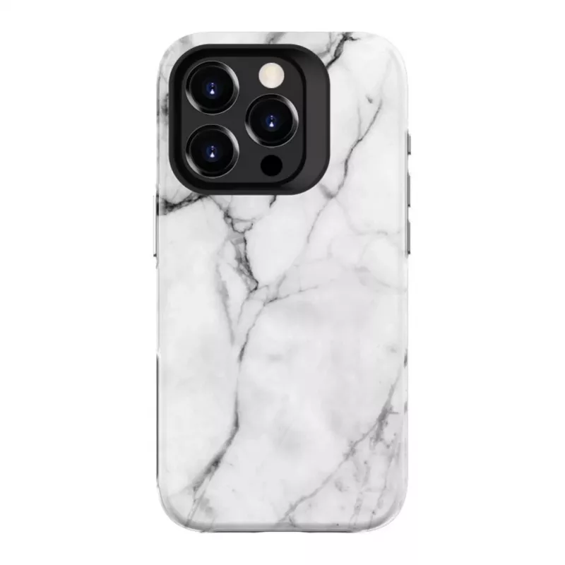 Evelatus Armor vāciņš Apple iPhone 15 Pro – TPU+PC hibrīds, marmora balts pielāgots dizains