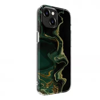 Evelatus Apple iPhone 15 PC marmora tumši zaļš maciņš