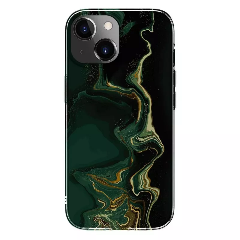Evelatus Apple iPhone 15 PC marmora tumši zaļš maciņš