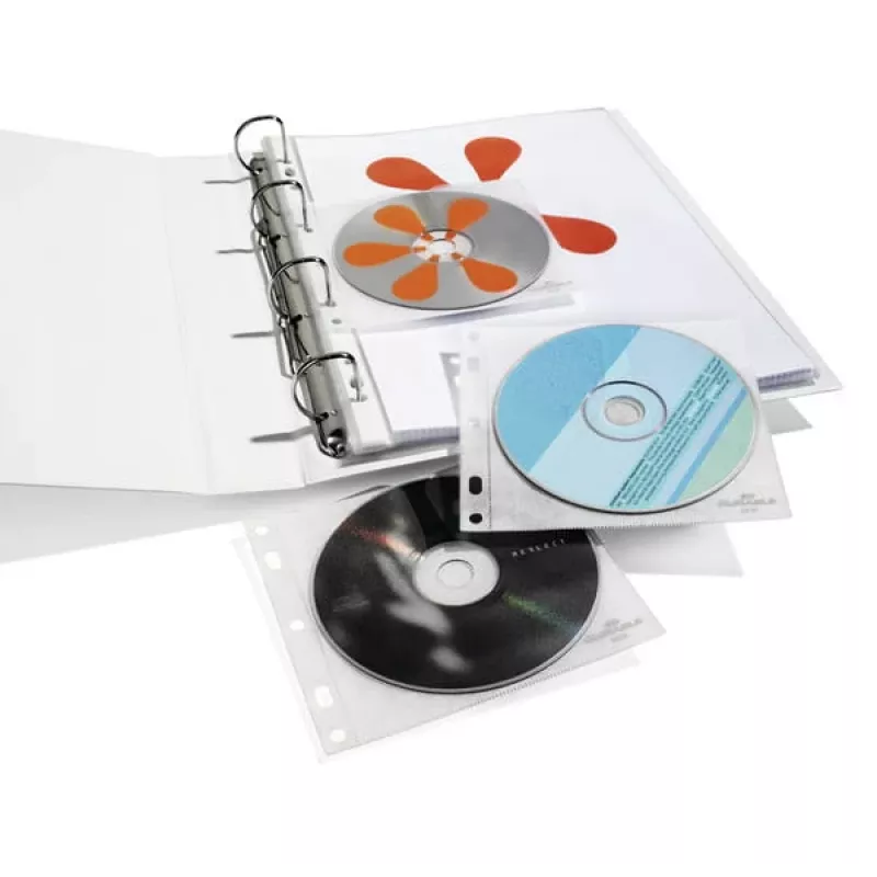 DURABLE 1er CD/DVD apvalku Cover FILE perforējams caurspīdīgs, 10 gab.