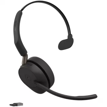Jabra Evolve3 65 Mono Link 390a bezvadu Bluetooth austiņas ar USB-A adapteri - Microsoft Teams sertificētas, trokšņu slāpējošs mikrofons, 35h sarunu laiks