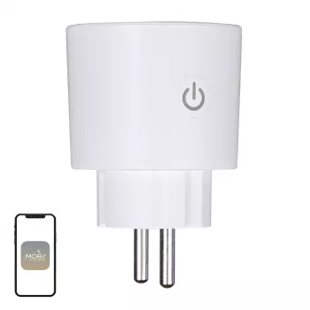 MOES MWP-EU16M-WH-MS viedā kontaktligzda ar enerģijas patēriņa uzraudzību, 16A, Wi-Fi, balta