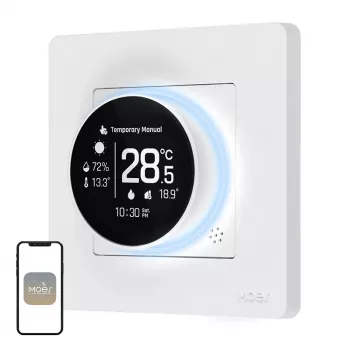 MOES ZHT-SR-GB-WH-MS ZigBee viedais termostats elektriskajai apkurei, balts