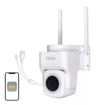 MOES WCM-B66 3MP āra Wi-Fi IP kamera ar AI cilvēka noteikšanu, pilnkrāsu nakts redzamību, pan/griešanu, divvirzienu audio, IP66 laikapstākļu izturību