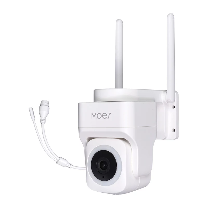 MOES WCM-B66 3MP āra Wi-Fi IP kamera ar AI cilvēka noteikšanu, pilnkrāsu nakts redzamību, pan/griešanu, divvirzienu audio, IP66 laikapstākļu izturību