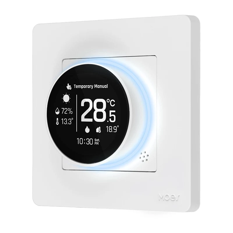 MOES ZHT-SR-GA ZigBee termostats ūdens apkures sistēmām, balts