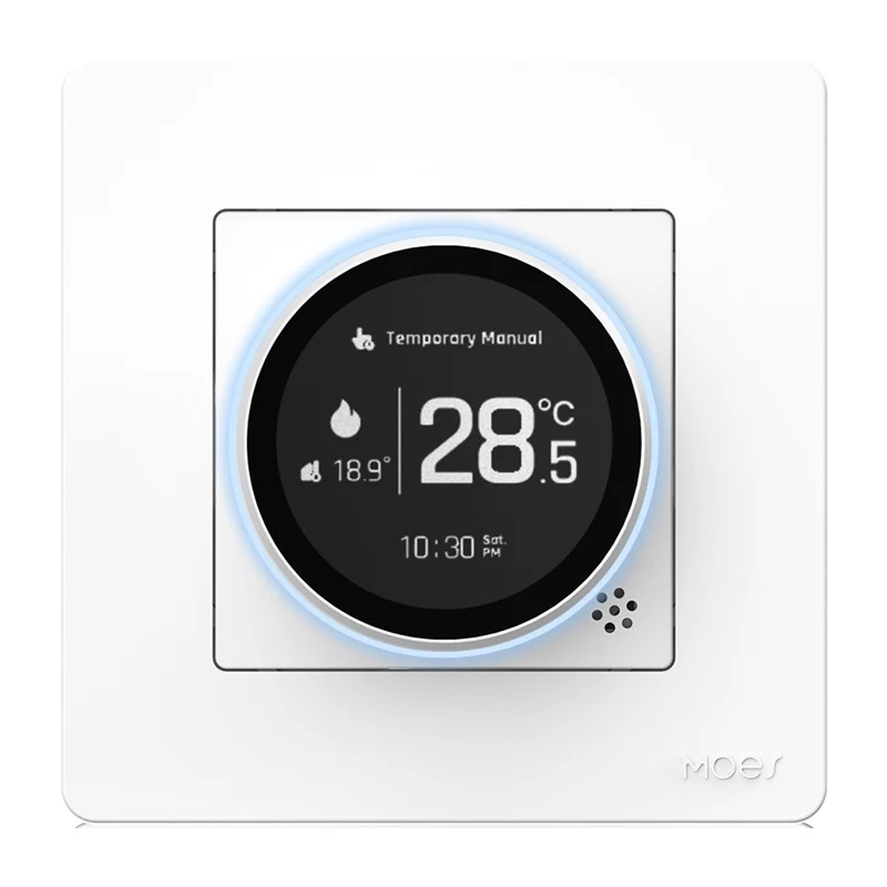 MOES ZHT-SR-GC ZigBee viedais termostats katlam/gāzes apkurei, balts