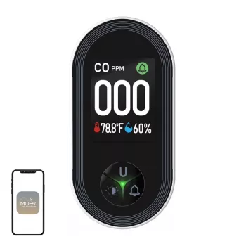 MOES S02-CO oglekļa monoksīda detektors, Zigbee 3.0, LCD displejs, 85dB signalizācija