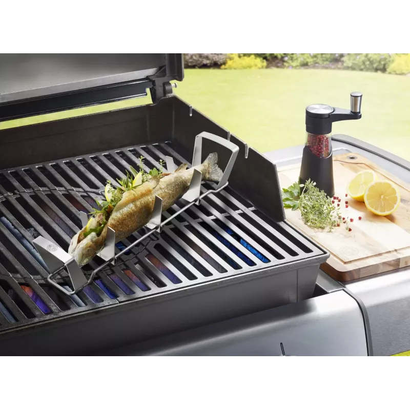 GEFU BBQ zivju restes no nerūsējošā tērauda, salokāmas, grilēšanai un cepšanai līdz 3 zivīm