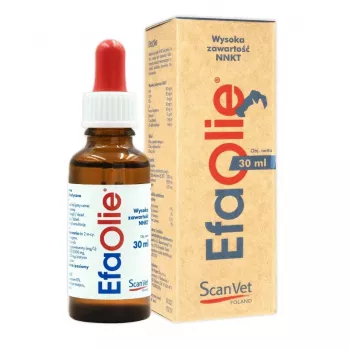 Scanvet EFA Olie 30 ml šķidrs Omega-3 un Omega-6 papildinājums suņiem un kaķiem
