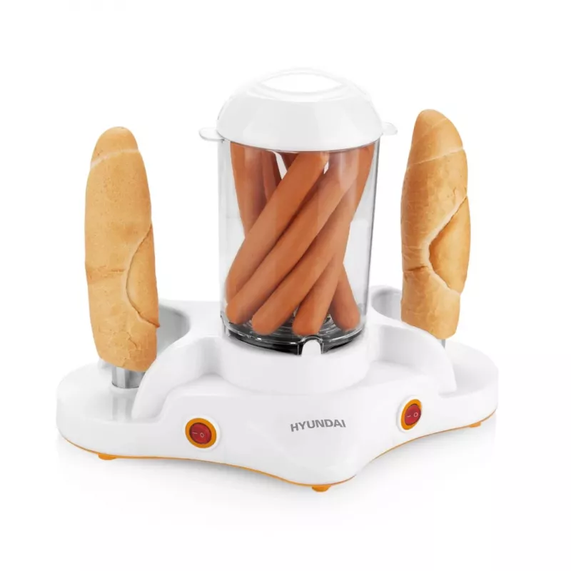 Hyundai HY-HDM120 Hot dogu gatavotājs, 350 W, balts/sudraba, 6 desiņas, 2 maizīšu tapas
