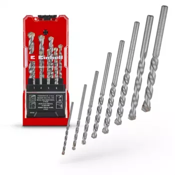 Einhell 38080 Mūra urbju komplekts, 8 gab., 3-10 mm, volframa karbīda uzgalis, oglekļa tērauds