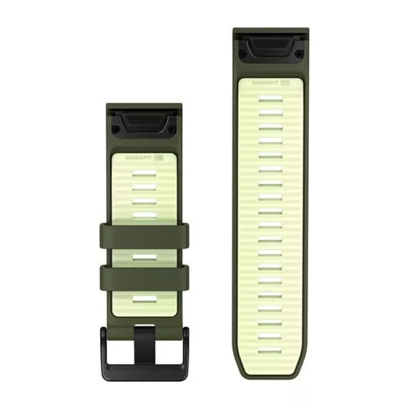 Garmin QuickFit 26 mm silikona pulksteņa siksniņa - Olive Drab / Lemon 010-14508-01