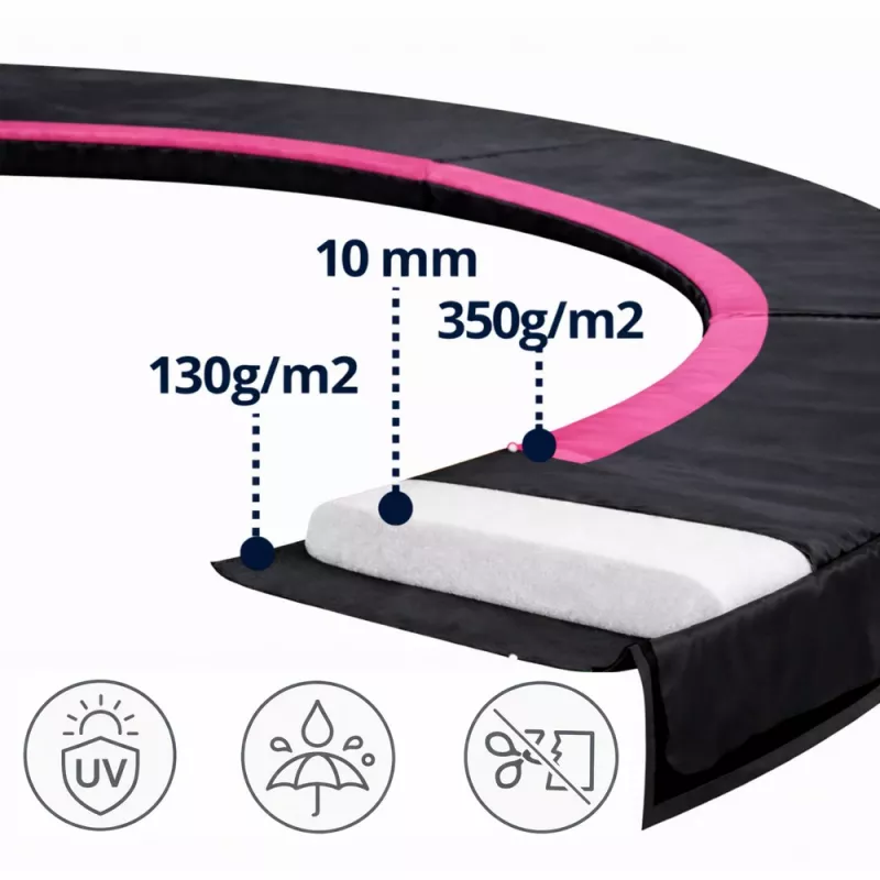 LEAN SPORT atsperu pārvalks Sport Max 10ft batutam melns-rozā