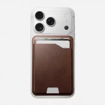 NOMAD Leather Mag Wallet - ar MagSafe saderīgs maks ar Apple Find My, Horween āda (Rustic Brown)