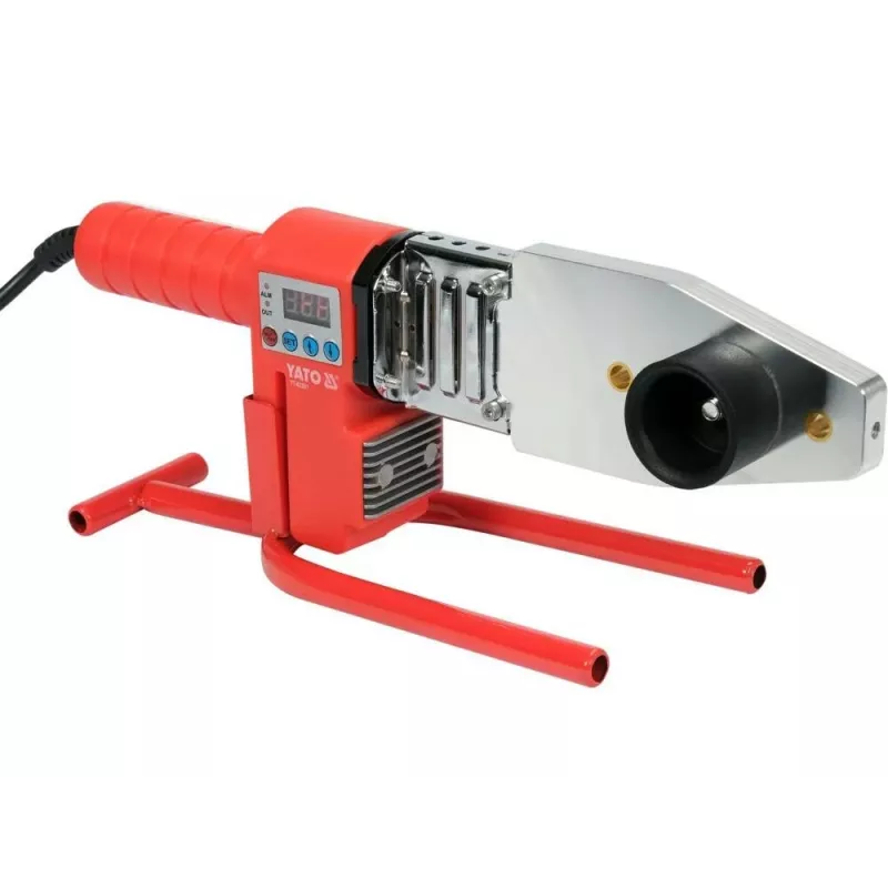 Yato YT-82251 plastmasas metināšanas iekārta 800 W ar LCD digitālo temperatūras kontroli, 100-550°C, 120-250 L/min gaisa plūsma, komplektā uzgaļi un metināšanas stieņi