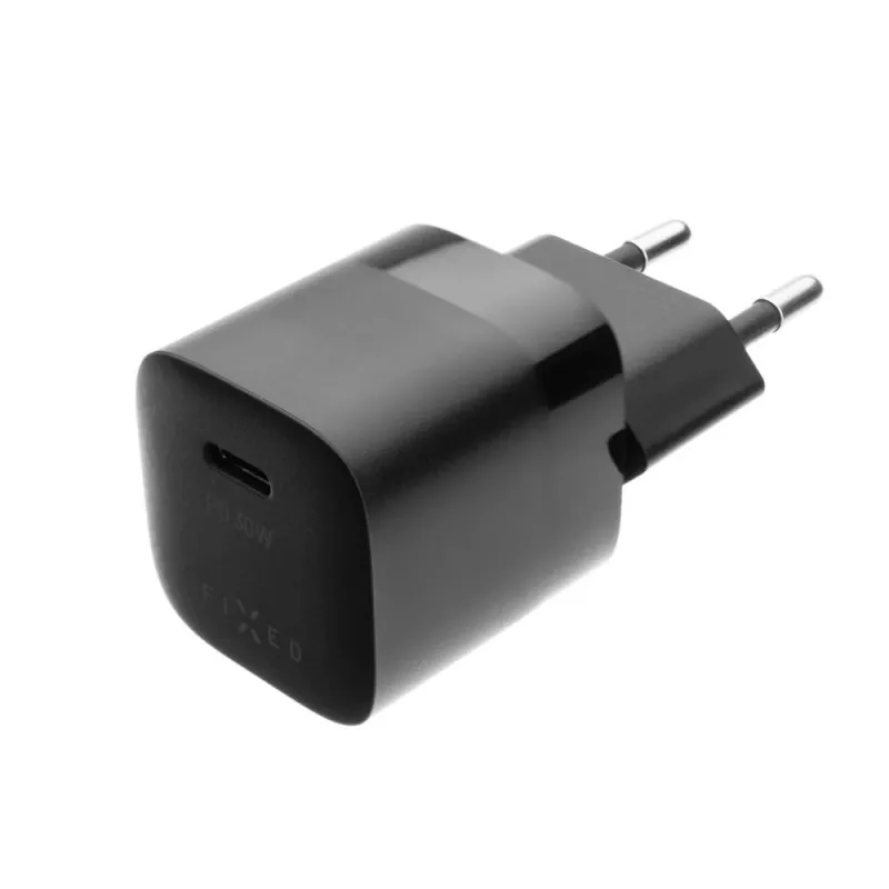 Fiksēts mini sienas lādētājs ar USB-C izvadi un PD atbalstu, 30W - melns FIXC30M-C-BK