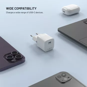 Fiksēts Mini USB-C GaN lādētājs 30W - Melns