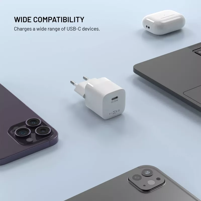 Fiksēts Mini USB-C GaN lādētājs 30W - Melns
