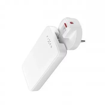Fixed Slim Traveller 2xUSB-C ceļojumu lādētājs ar pasaules adapteriem, GaN, 45W - balts