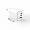 Fiksēts Mini 2x USB-C un USB GaN lādētājs 65W balts