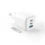 Fiksēts Mini 2x USB-C un USB GaN lādētājs 65W balts