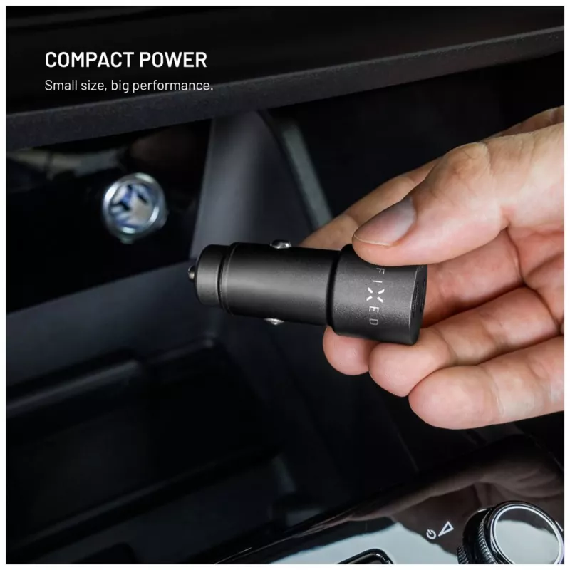 Fiksēts dubultais USB-C auto lādētājs 65W PD 3.0