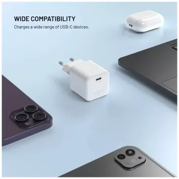 Fiksēts mini GaN barošanas adapteris ar USB-C izvadi un PD atbalstu, 65W