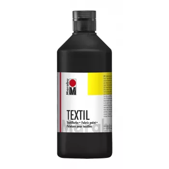 Marabu Textil auduma krāsa, melna, 500 ml, uz ūdens bāzes, gaišiem audumiem, izturīga pret mazgāšanu līdz 40°C 17160075073