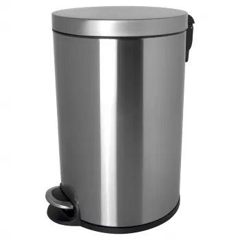 HELIT Classic atkritumu tvertne ar pedāli 20 L nerūsējošais tērauds sudraba pret pirkstu nospiedumiem apaļa ar izņemamu iekšējo spaini H2403600